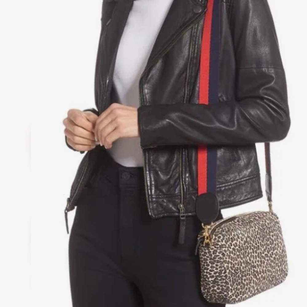 Clare V MIDI Sac Leopard Print Leather Crossbody Bag